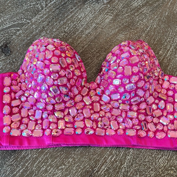 Pink Embellished Women's Bra - Picture 11 of 11